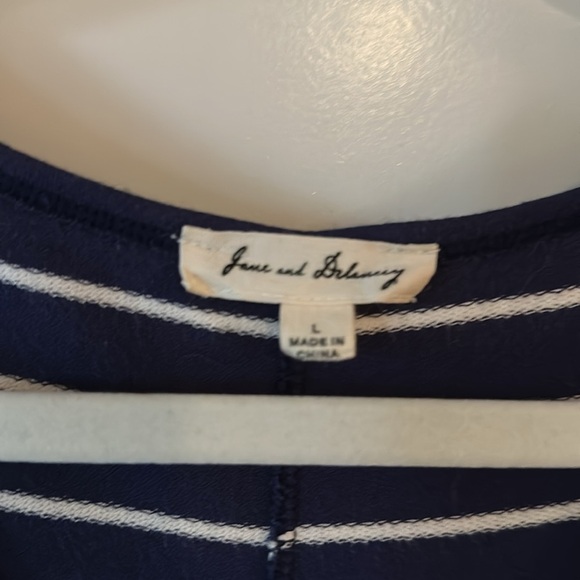 JANE AND DELANCEY | Anthropologie Blue & White Asymmetrical Sleeveless Tank Top - Picture 5 of 11